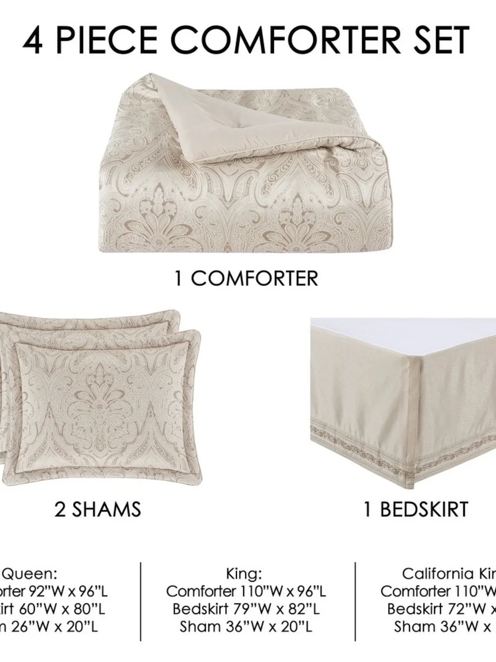 J Queen New York Trinity 4-Pc. Comforter Set, Queen - Champagne